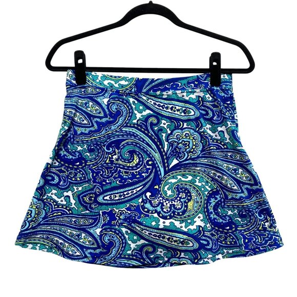 Coolibar Skort Women's M, Blue Paisley Patterned Pull On Sun Protection UPF 50+ - Picture 5 of 9